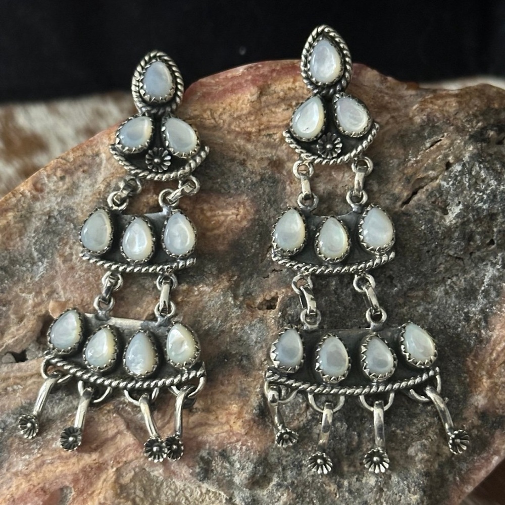 Moonstone Southwestern Dangle Statement Sterling … - image 4